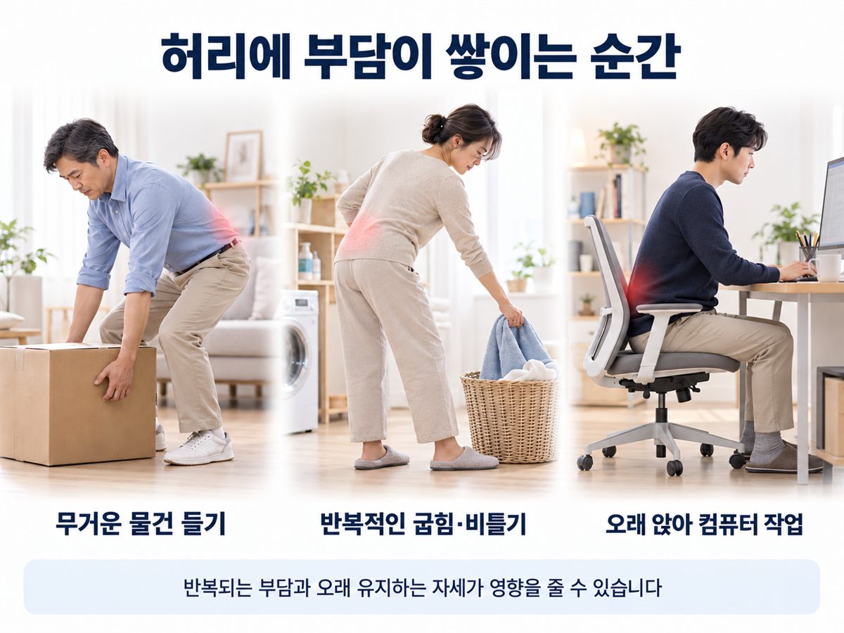 허리에 부담이 쌓이는 순간