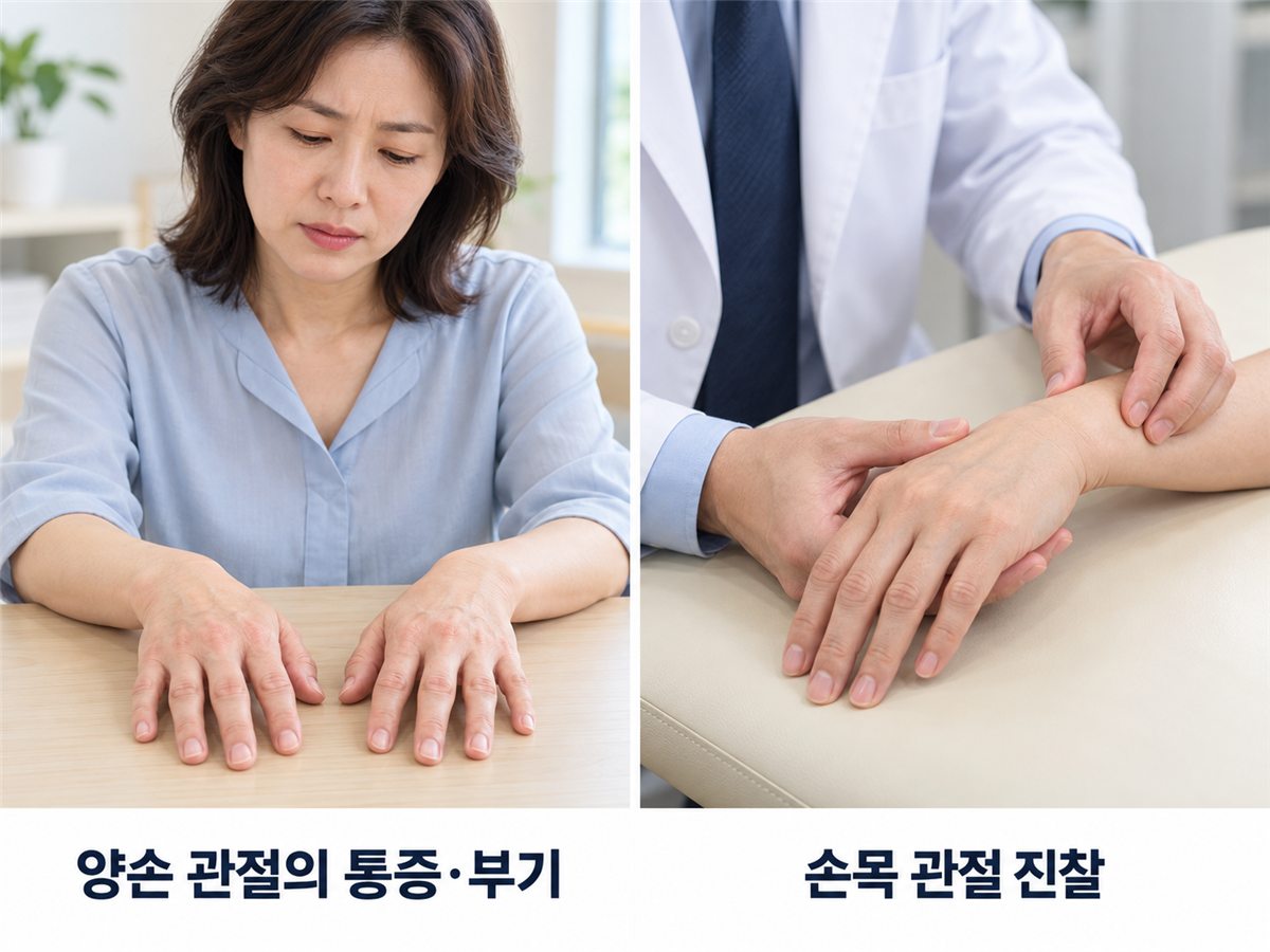 양손 관절의 통증·부기와 손목 관절 진찰