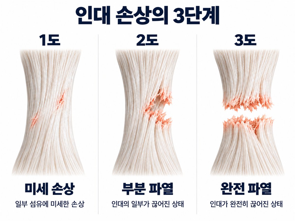 인대 손상의 3단계 — 1도 미세 손상, 2도 부분 파열, 3도 완전 파열