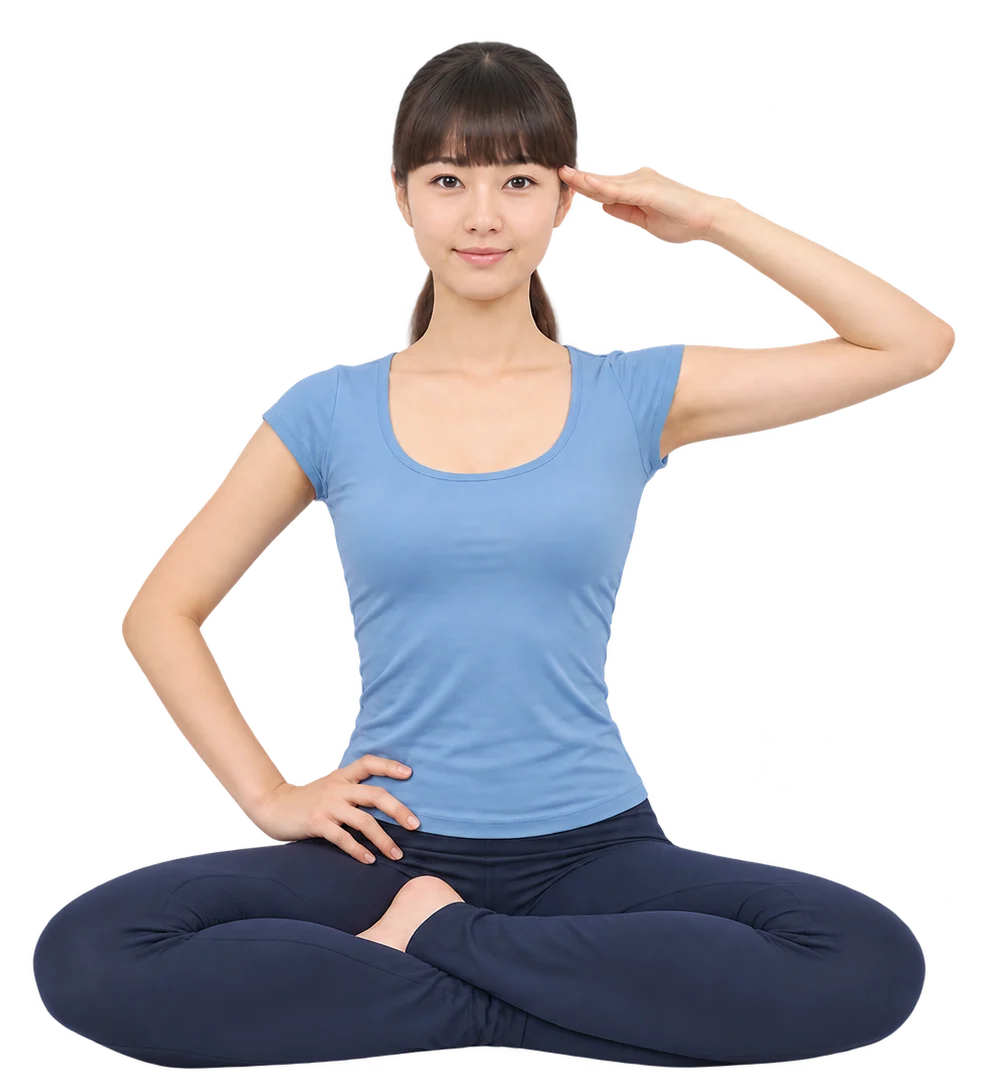 손가락으로 머리 옆·이마를 밀고 목 근육으로 버티는 네 가지 등척성 운동 — 2단계